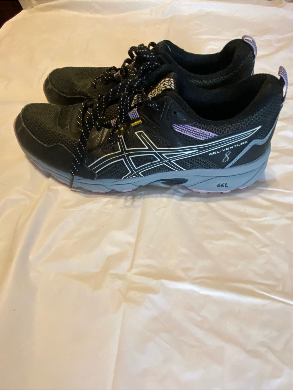 ASICS Black and Lavender Gel-Venture 8 Trail Sneakers